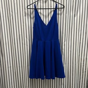 Beautiful cobalt blue V-neck skater dress from Lulu’s